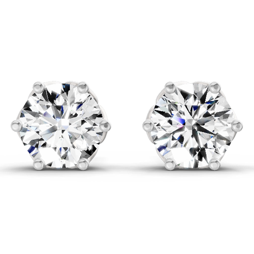 2.28 Carat 6 Prong Solitaire Diamond Stud Earrings 14K - White Gold
