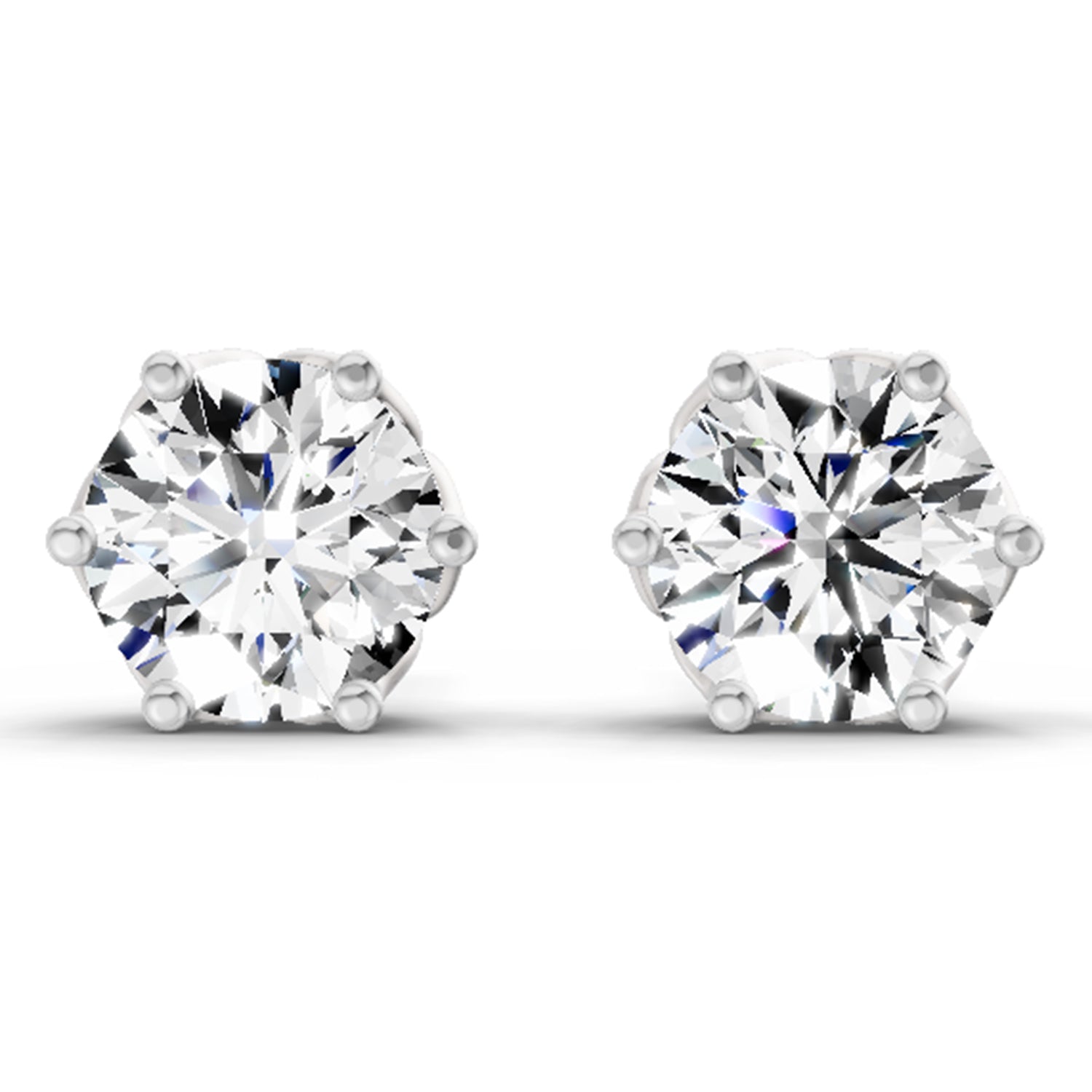 2.28 Carat 6 Prong Solitaire Diamond Stud Earrings 14K - White Gold