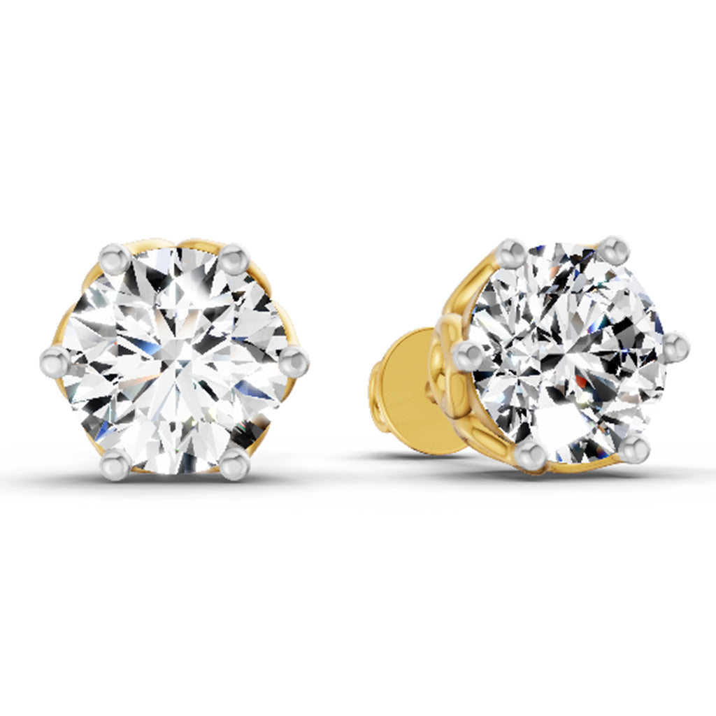 2.28 Carat 6 Prong Solitaire Diamond Stud Earrings 14K