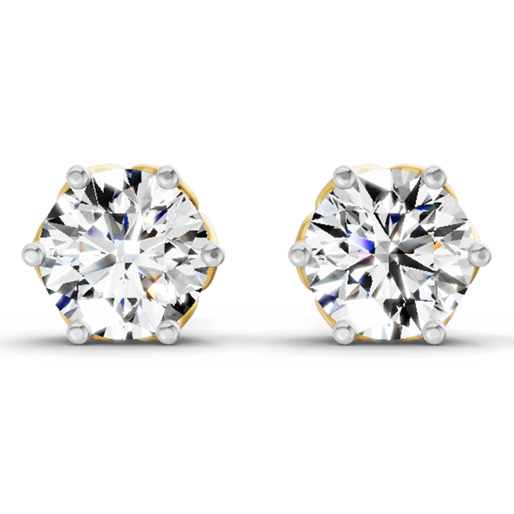 2.28 Carat 6 Prong Solitaire Diamond Stud Earrings 14K
