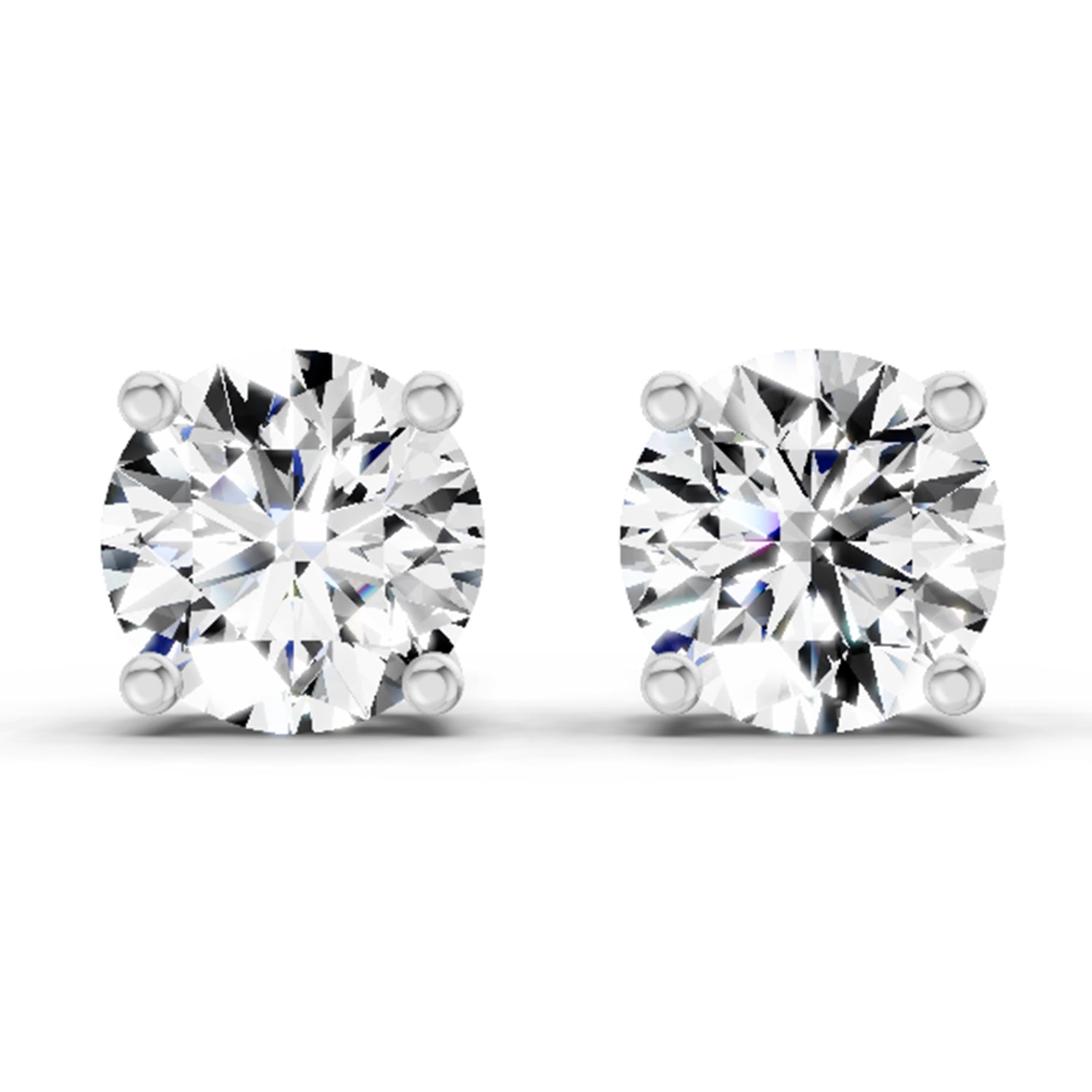 2.46 Carat 4 Prong Solitaire Diamond Stud Earrings 14K - Rose Gold