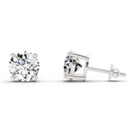 2.46 Carat 4 Prong Solitaire Diamond Stud Earrings 14K - White Gold