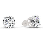 2.46 Carat 4 Prong Solitaire Diamond Stud Earrings 14K - White Gold