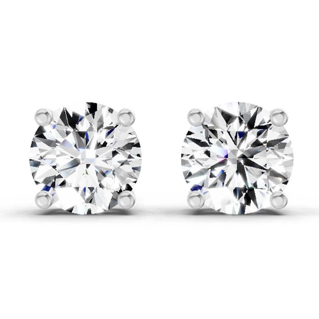 2.46 Carat 4 Prong Solitaire Diamond Stud Earrings 14K