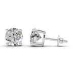 2.54 Carat 4 Prong Solitaire Diamond Stud Earrings 14K - White Gold