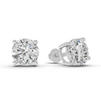 2.54 Carat 4 Prong Solitaire Diamond Stud Earrings 14K - White Gold