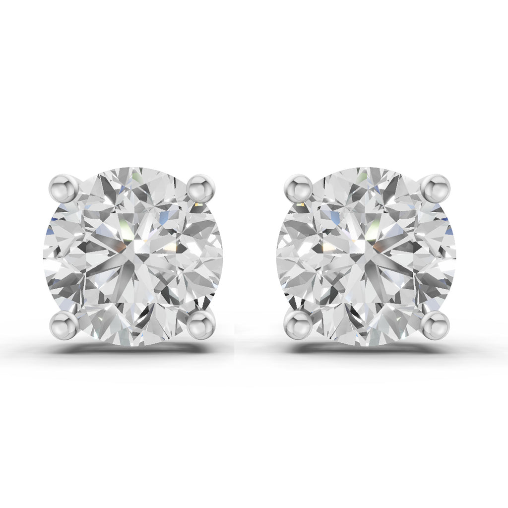 2.54 Carat 4 Prong Solitaire Diamond Stud Earrings 14K