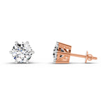 2.39 Carat 6 Prong Solitaire Diamond Stud Earrings 14K - Rose Gold