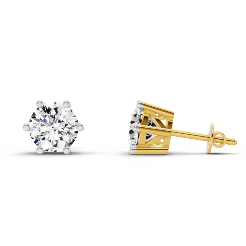 2.39 Carat 6 Prong Solitaire Diamond Stud Earrings 14K