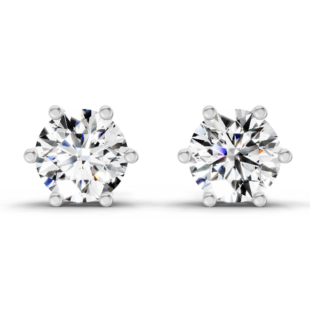 2.39 Carat 6 Prong Solitaire Diamond Stud Earrings 14K
