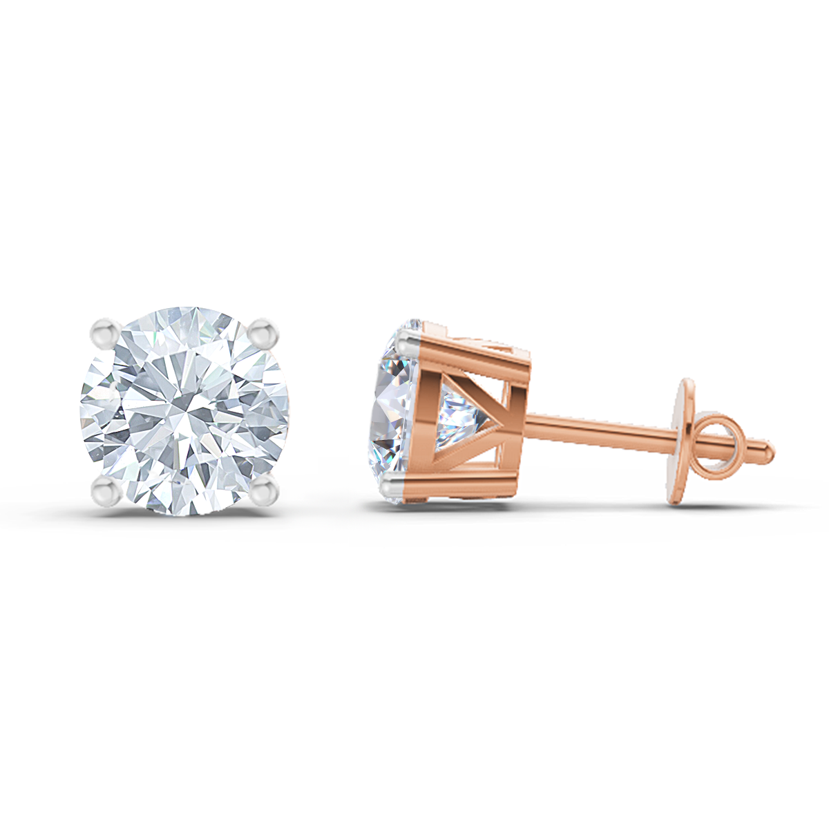 2.28 Carat Solitaire Stud Earrings 14K - Rose Gold