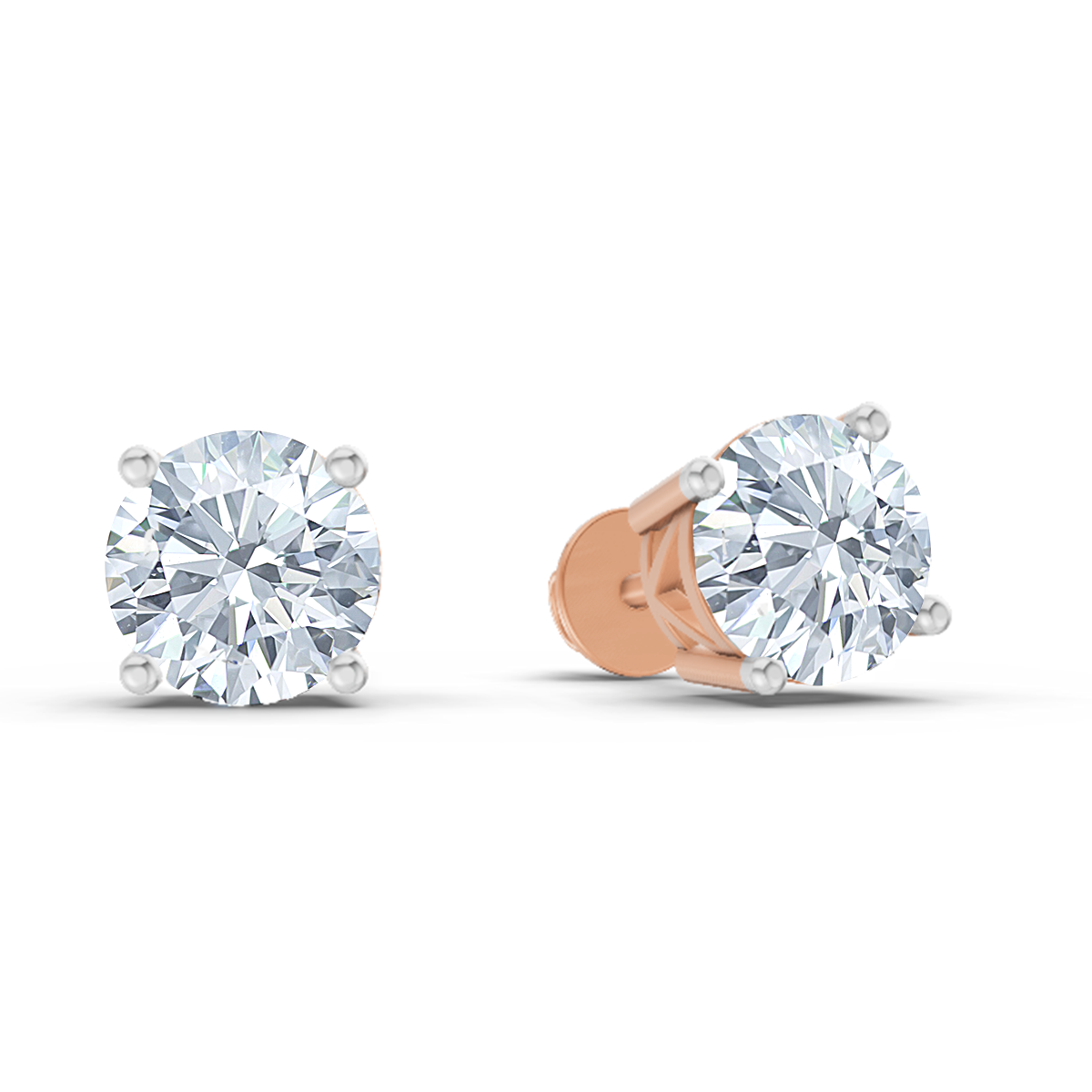 2.28 Carat Solitaire Stud Earrings 14K - Rose Gold