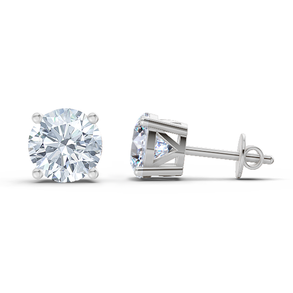 2.28 Carat Solitaire Stud Earrings 14K - White Gold