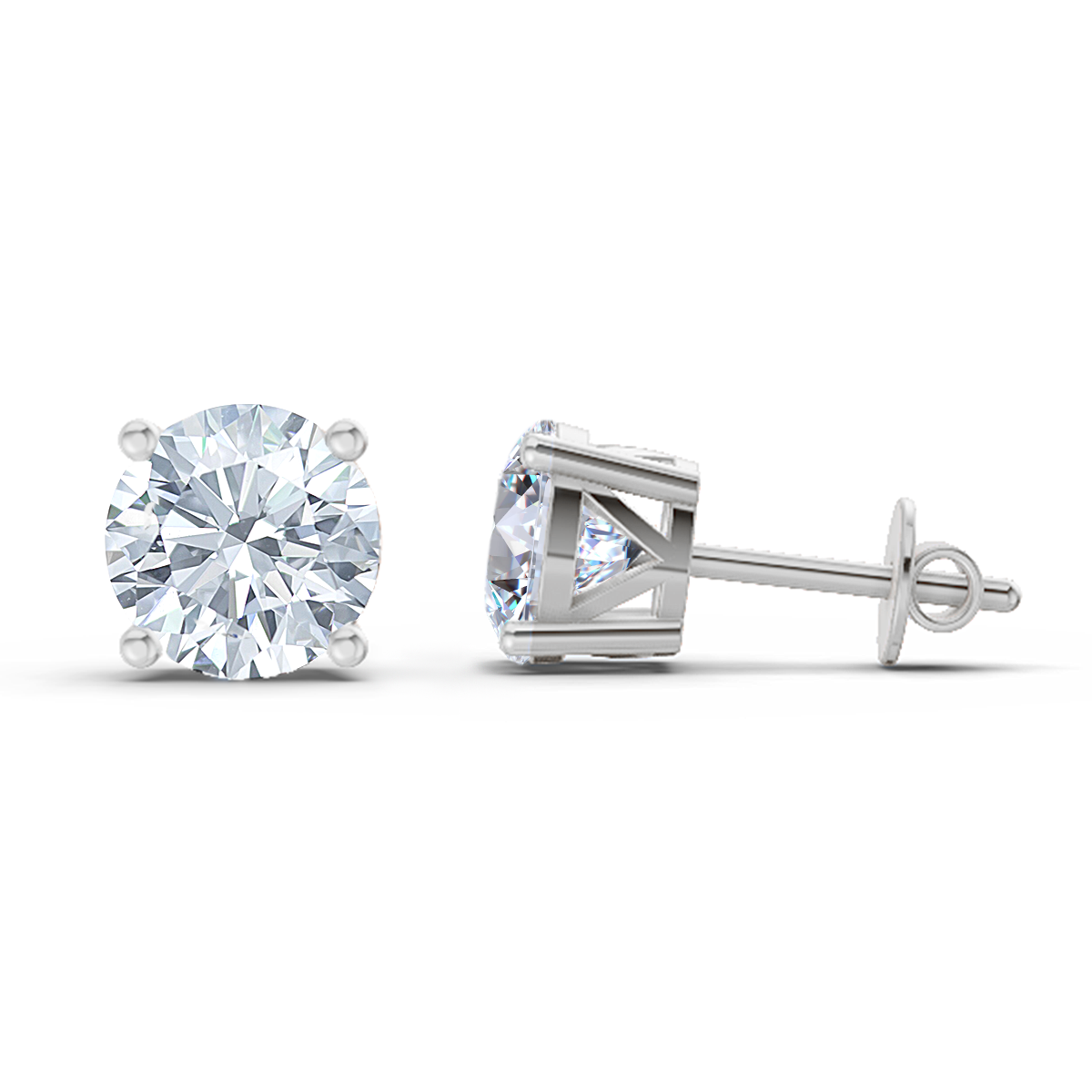 2.28 Carat Solitaire Stud Earrings 14K - White Gold