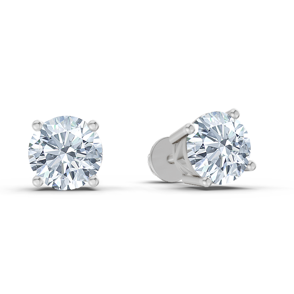 2.28 Carat Solitaire Stud Earrings 14K - White Gold