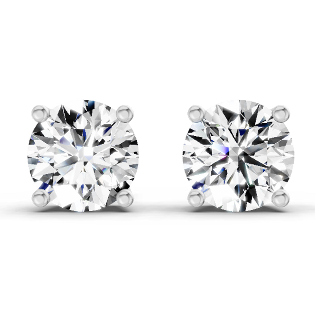 2.39 Carat 4 Prong Solitaire Diamond Stud Earrings 14K - Rose Gold