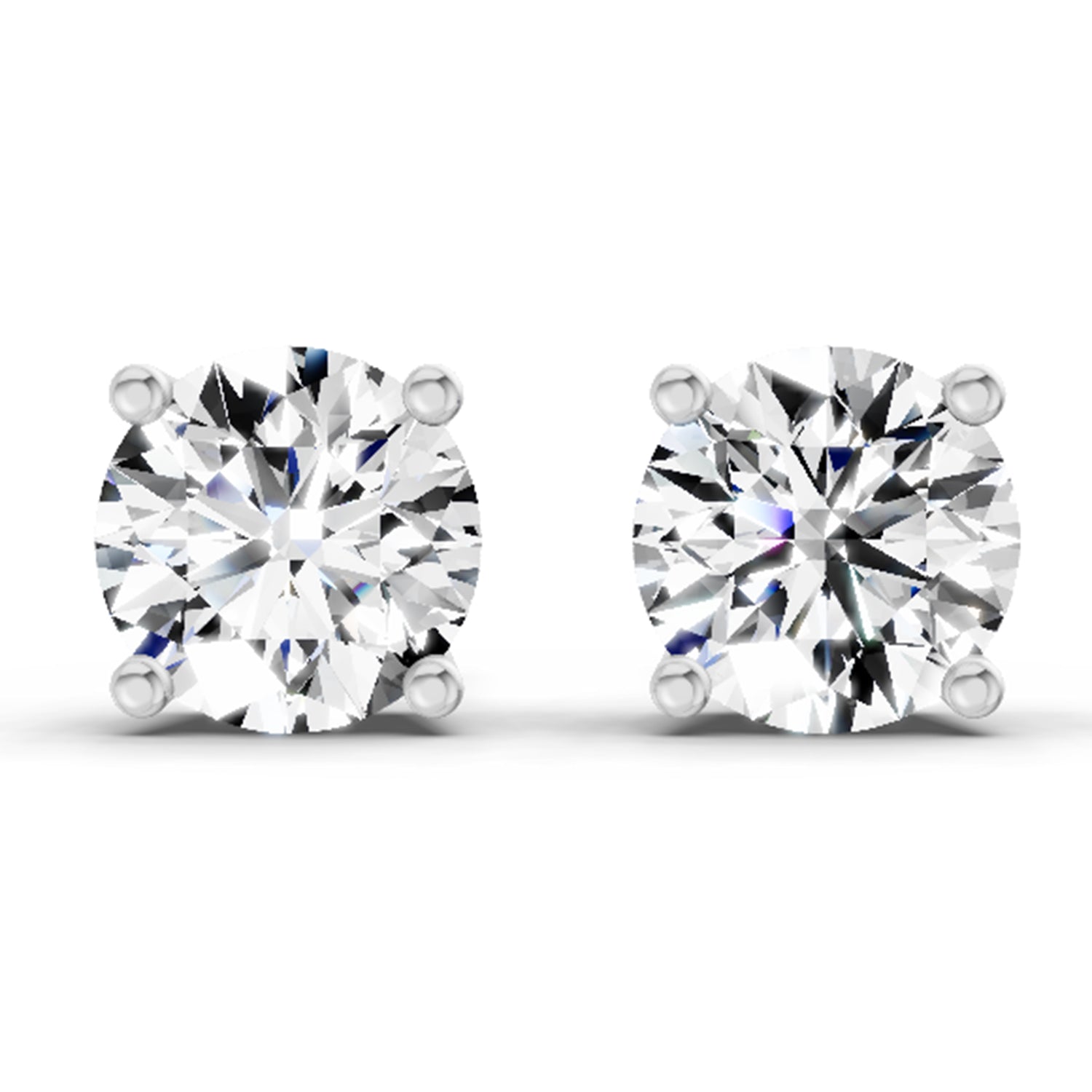 2.39 Carat 4 Prong Solitaire Diamond Stud Earrings 14K - Rose Gold