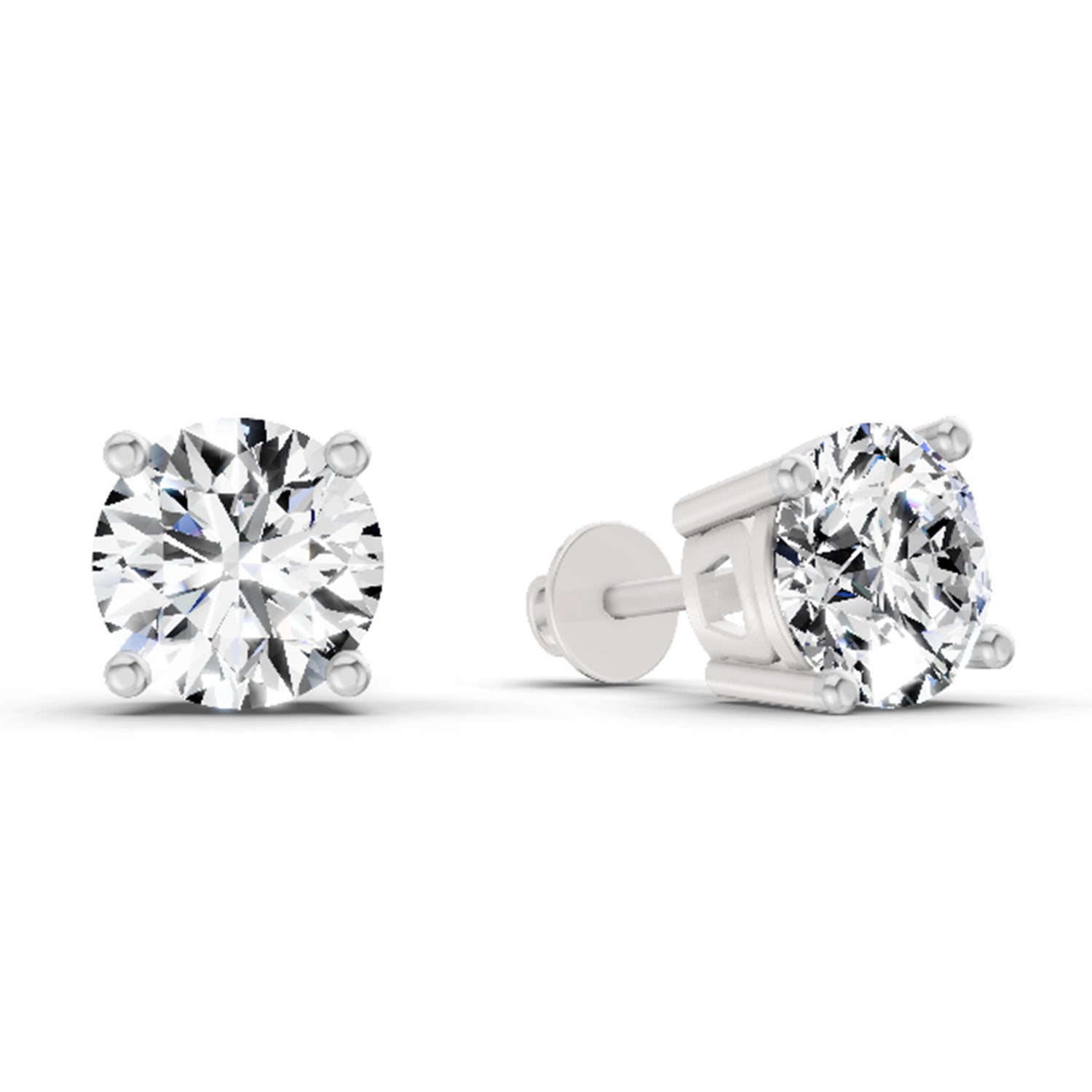 2.39 Carat 4 Prong Solitaire Diamond Stud Earrings 14K - White Gold