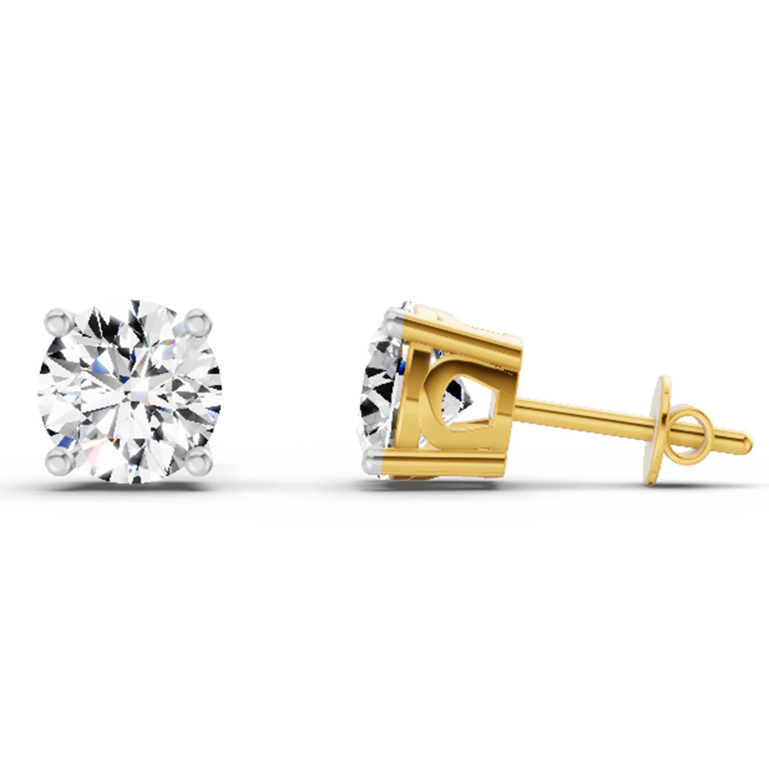 2.39 Carat 4 Prong Solitaire Diamond Stud Earrings 14K