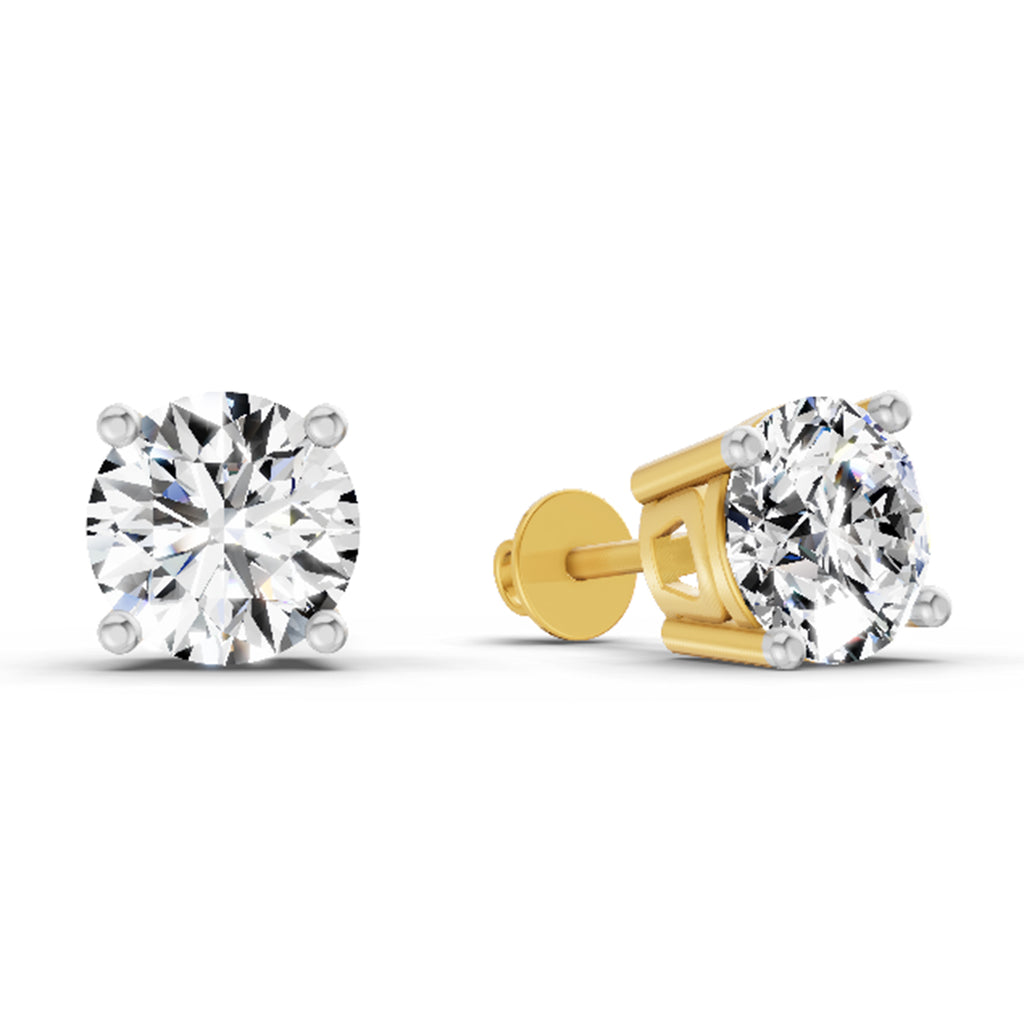 2.39 Carat 4 Prong Solitaire Diamond Stud Earrings 14K