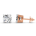 2.39 Carat 4 Prong Solitaire Diamond Stud Earrings 14K - Rose Gold