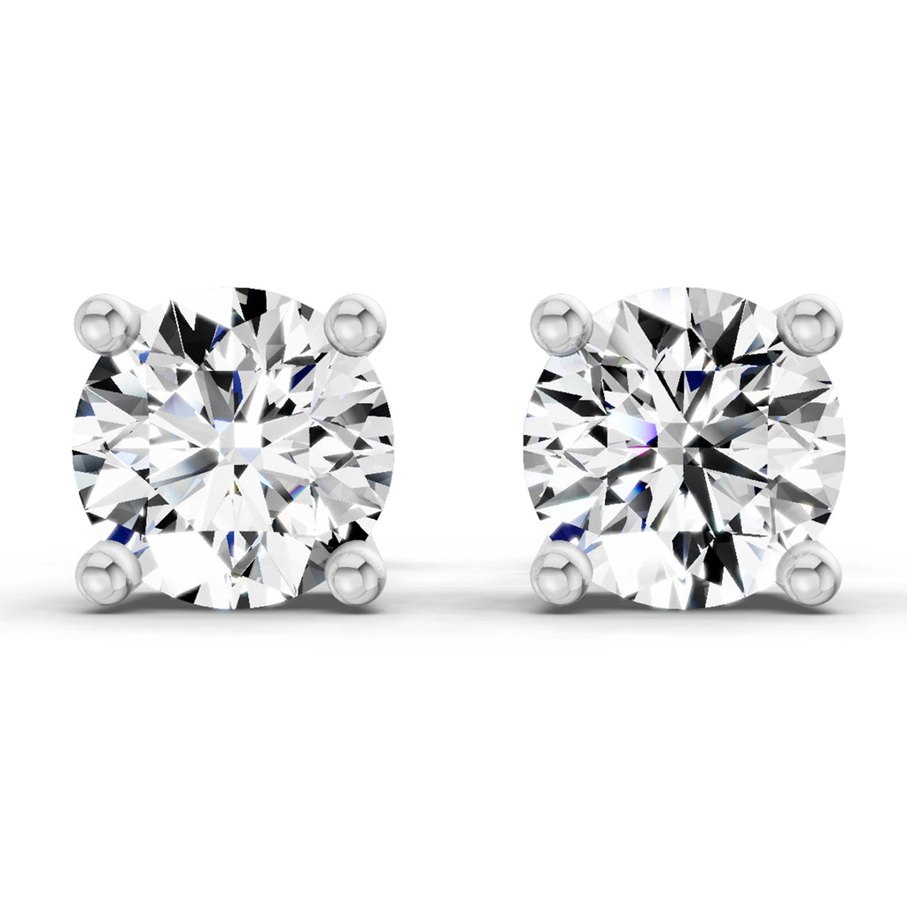 2.39 Carat 4 Prong Solitaire Diamond Stud Earrings 14K - Rose Gold