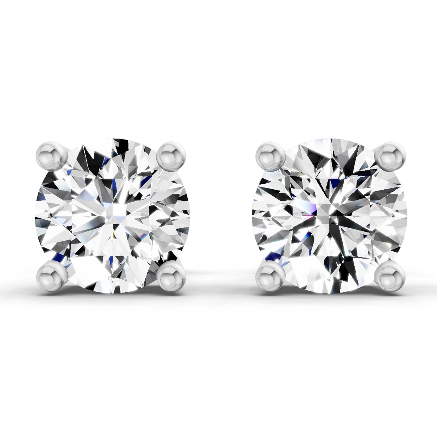 2.39 Carat 4 Prong Solitaire Diamond Stud Earrings 14K - Rose Gold