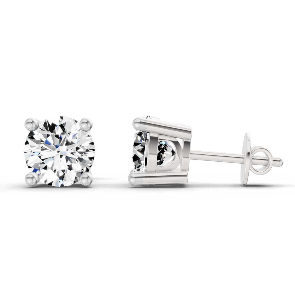 2.39 Carat 4 Prong Solitaire Diamond Stud Earrings 14K - White Gold