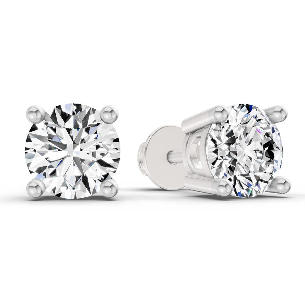 2.39 Carat 4 Prong Solitaire Diamond Stud Earrings 14K - White Gold