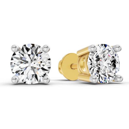 2.39 Carat 4 Prong Solitaire Diamond Stud Earrings 14K