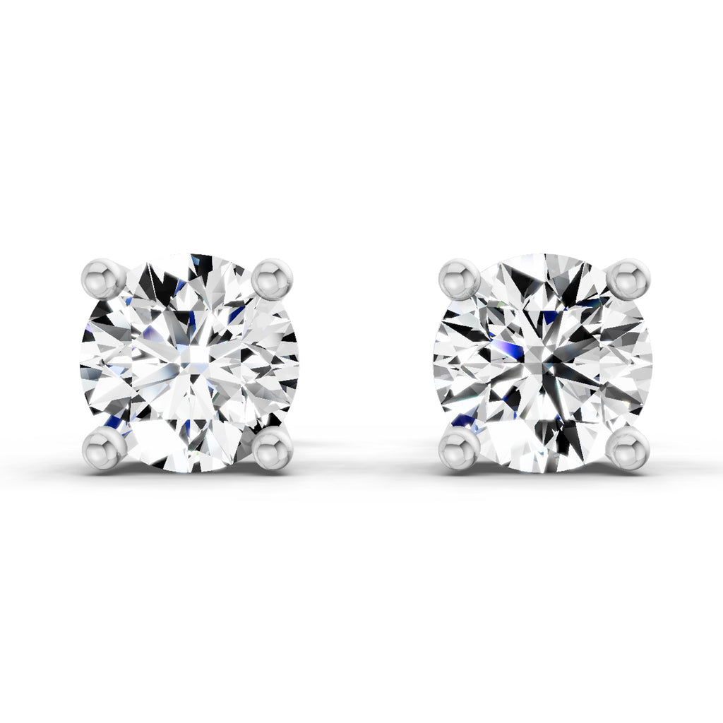 2.46 Carat 4 Prong Solitaire Diamond Stud Earrings 14K - Rose Gold