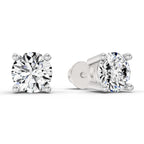 2.46 Carat 4 Prong Solitaire Diamond Stud Earrings 14K - White Gold