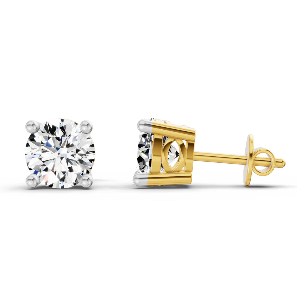 2.46 Carat 4 Prong Solitaire Diamond Stud Earrings 14K