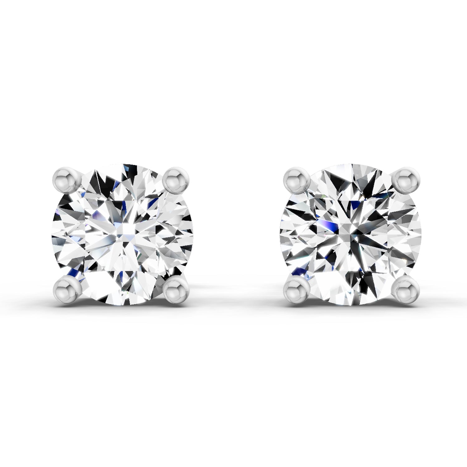 2.46 Carat 4 Prong Solitaire Diamond Stud Earrings 14K