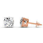 2.28 Carat 4 Prong Solitaire Diamond Stud Earrings 14K - Rose Gold