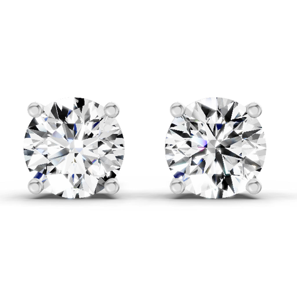 2.28 Carat 4 Prong Solitaire Diamond Stud Earrings 14K - Rose Gold