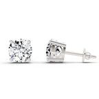 2.28 Carat 4 Prong Solitaire Diamond Stud Earrings 14K - White Gold