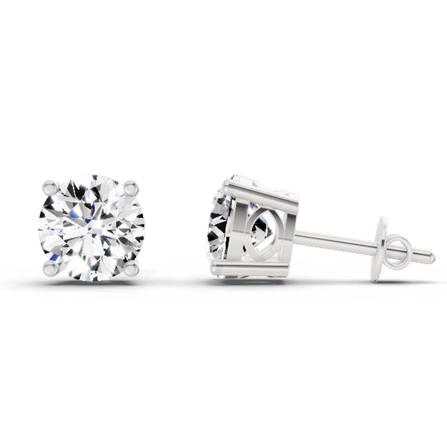 2.28 Carat 4 Prong Solitaire Diamond Stud Earrings 14K - White Gold