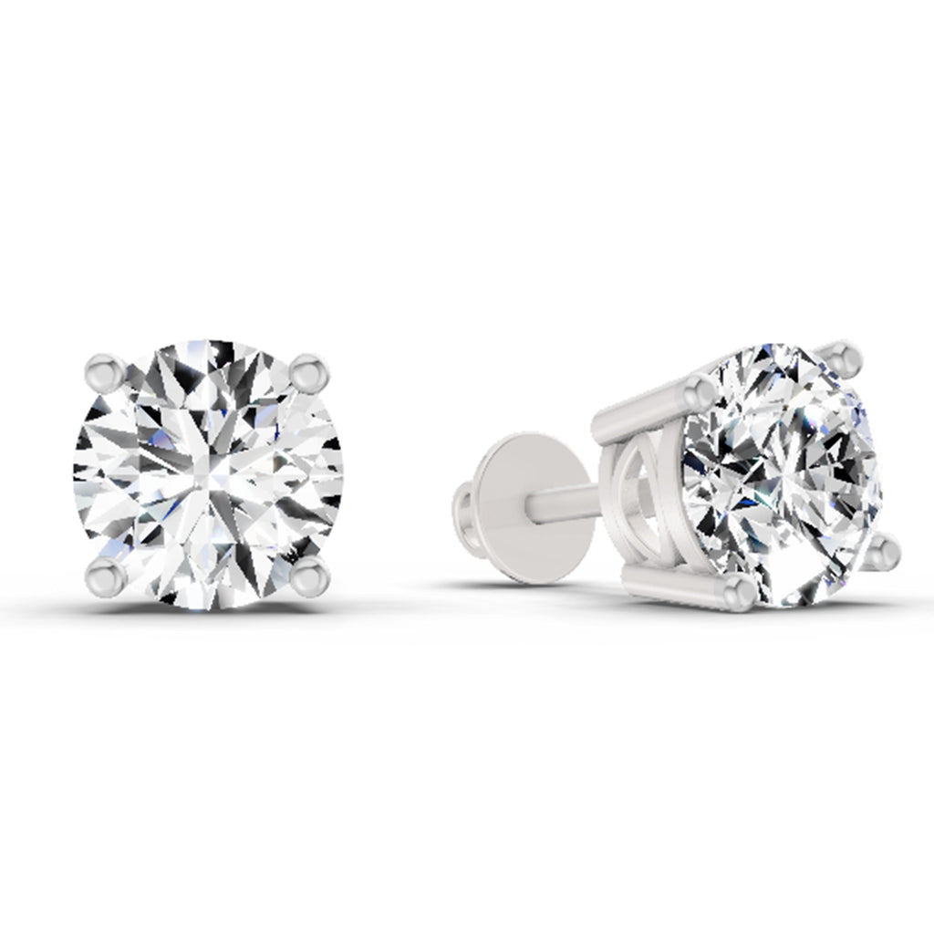 2.28 Carat 4 Prong Solitaire Diamond Stud Earrings 14K - White Gold