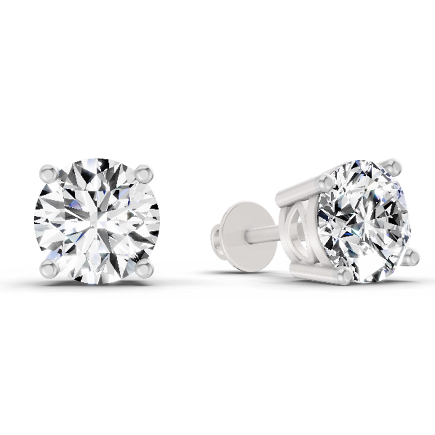 2.28 Carat 4 Prong Solitaire Diamond Stud Earrings 14K - White Gold