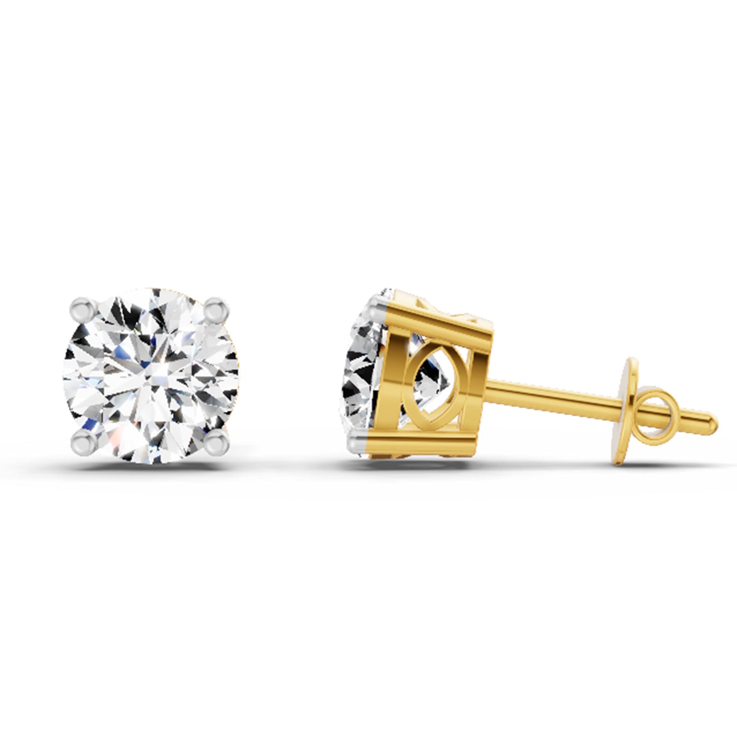 2.28 Carat 4 Prong Solitaire Diamond Stud Earrings 14K