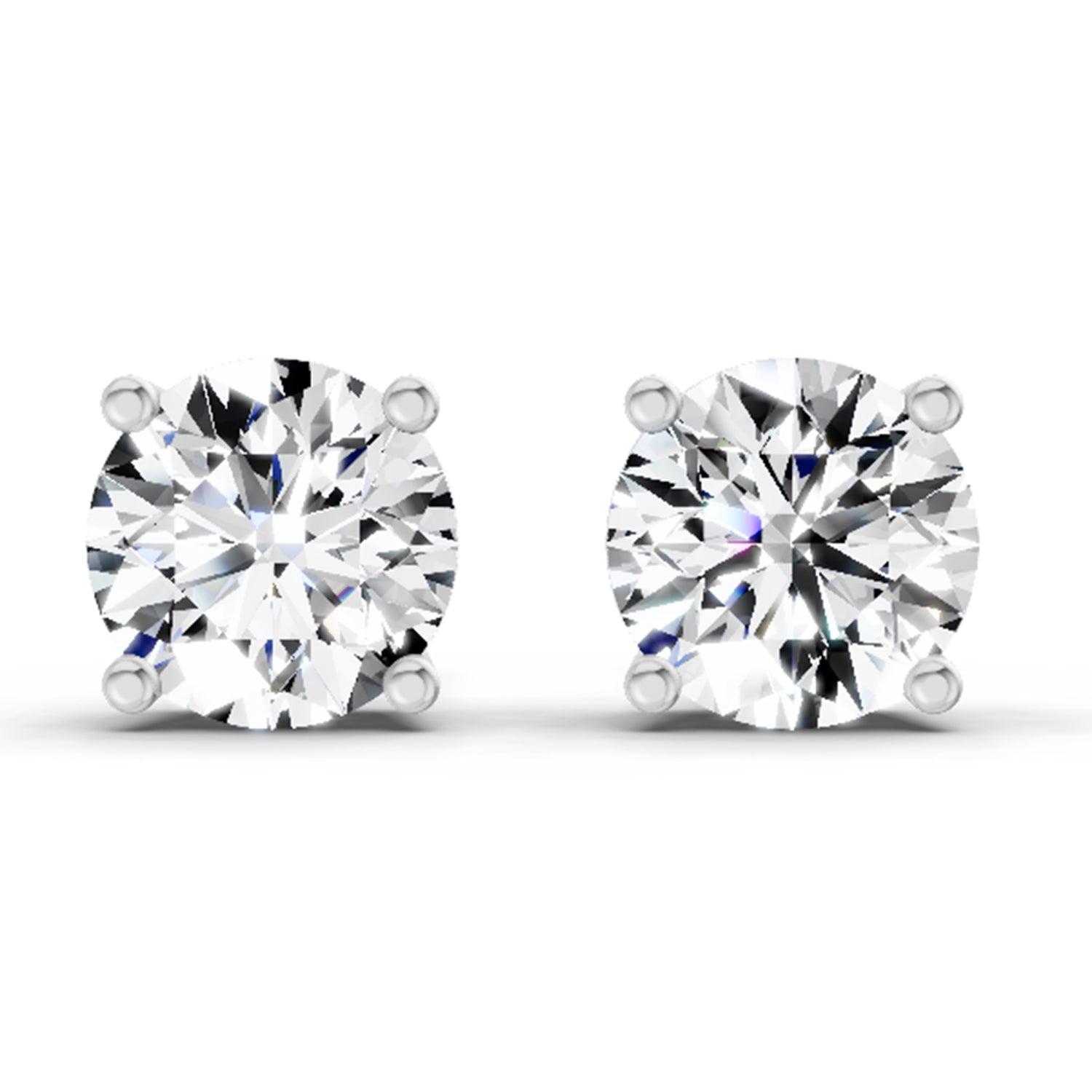 2.28 Carat 4 Prong Solitaire Diamond Stud Earrings 14K