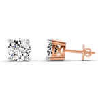 2.28 Carat 4 Prong Solitaire Diamond Stud Earrings 14K - Rose Gold