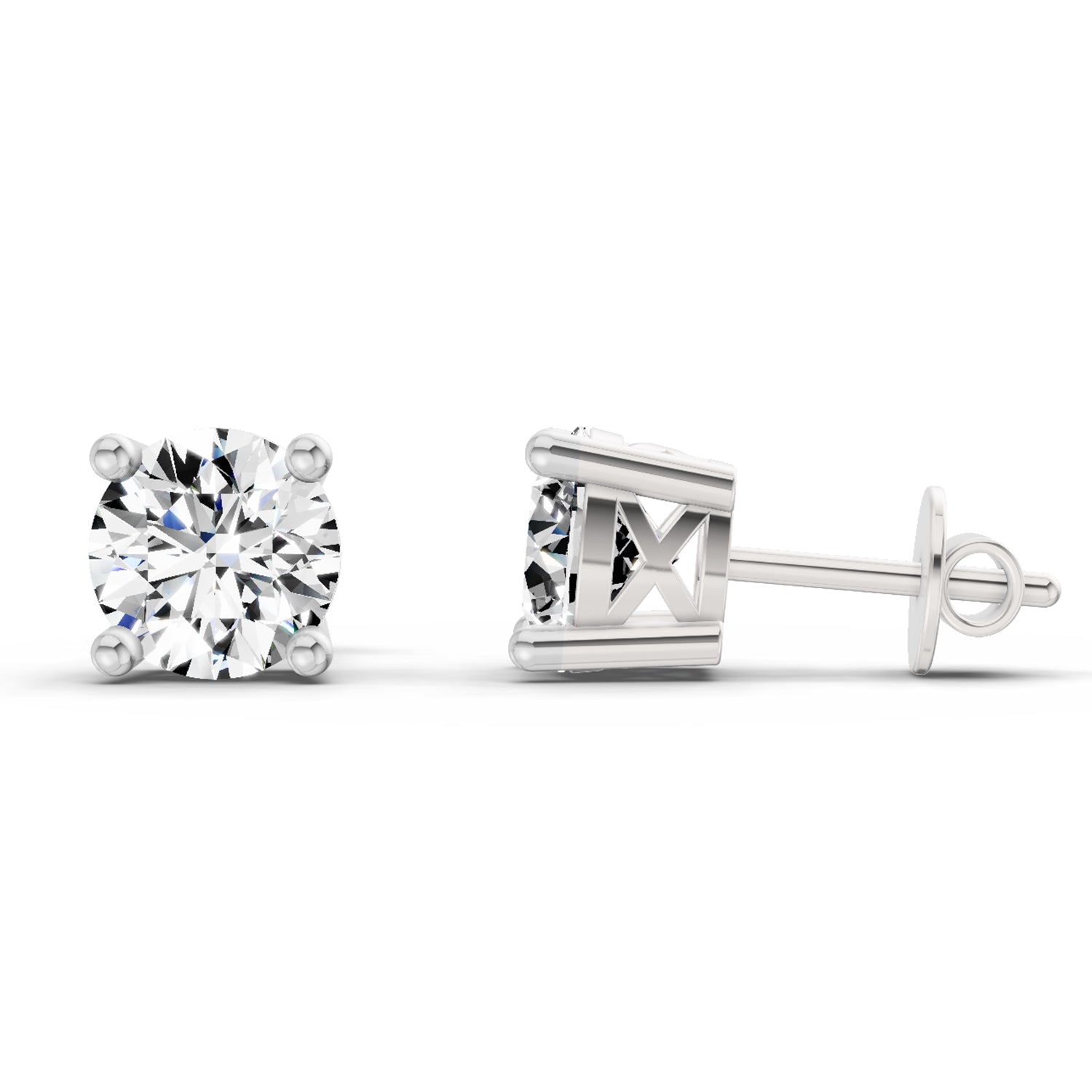 2.28 Carat 4 Prong Solitaire Diamond Stud Earrings 14K - White Gold