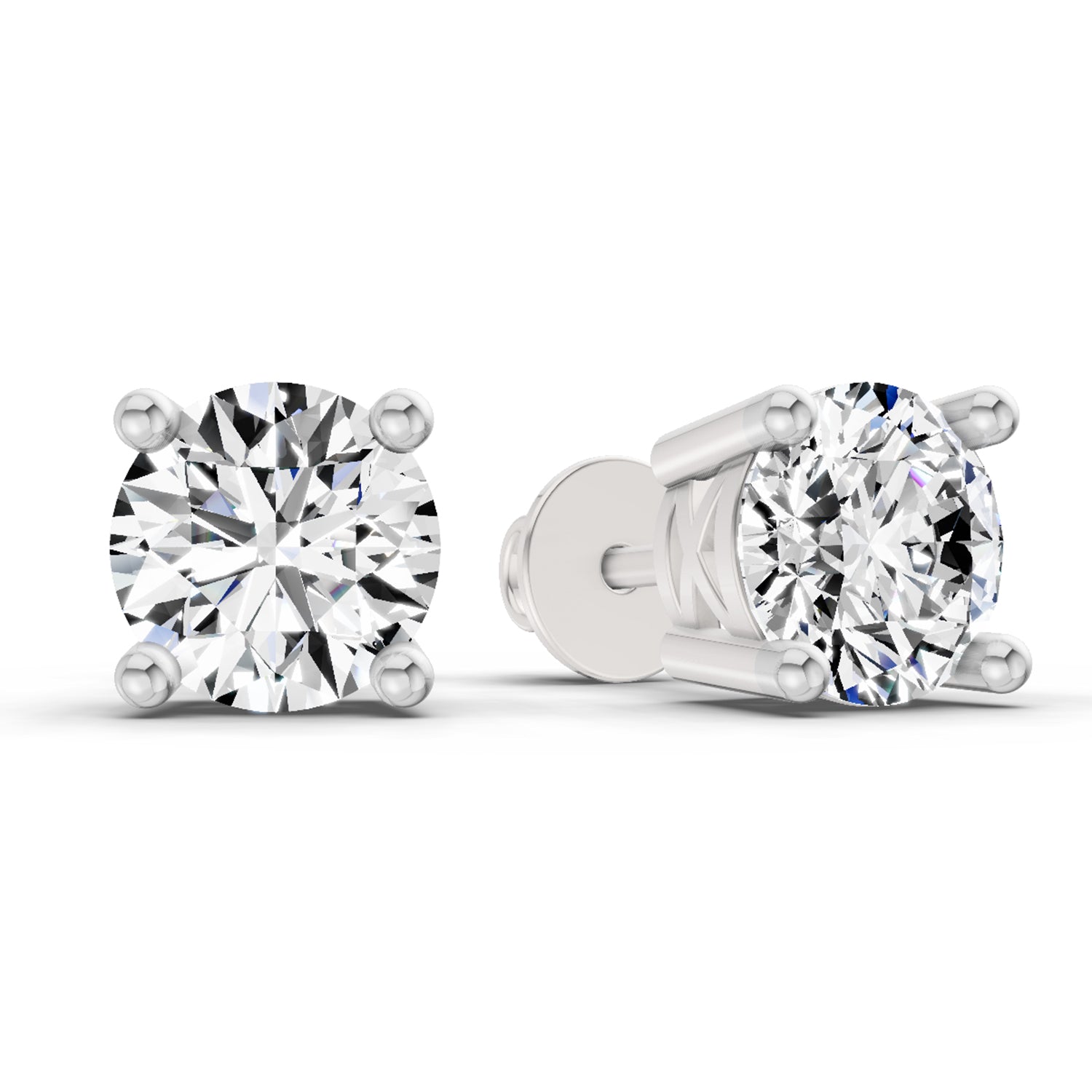 2.28 Carat 4 Prong Solitaire Diamond Stud Earrings 14K - White Gold