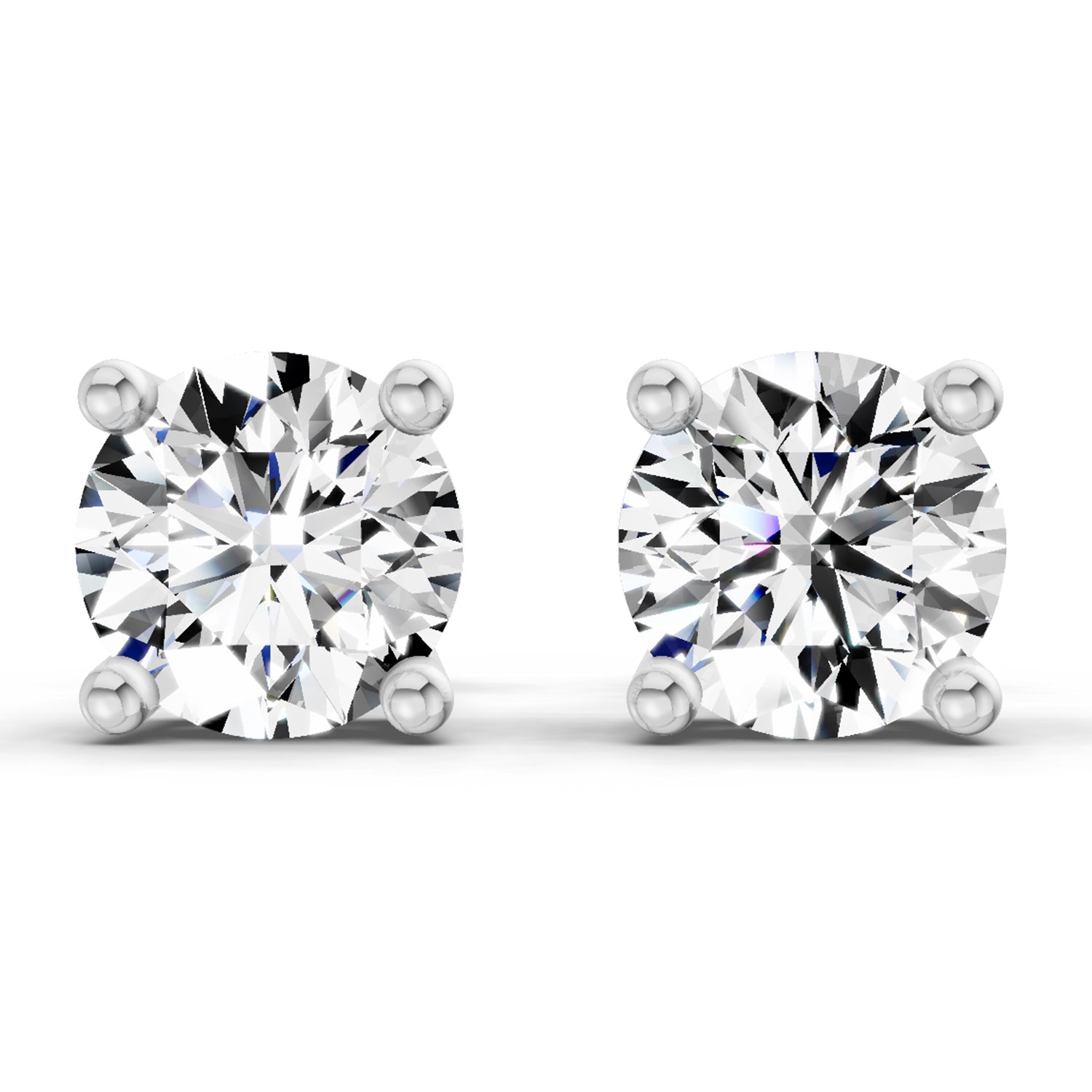 2.28 Carat 4 Prong Solitaire Diamond Stud Earrings 14K - White Gold