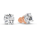 2.28 Carat 4 Prong Solitaire Diamond Stud Earrings 14K - Rose Gold