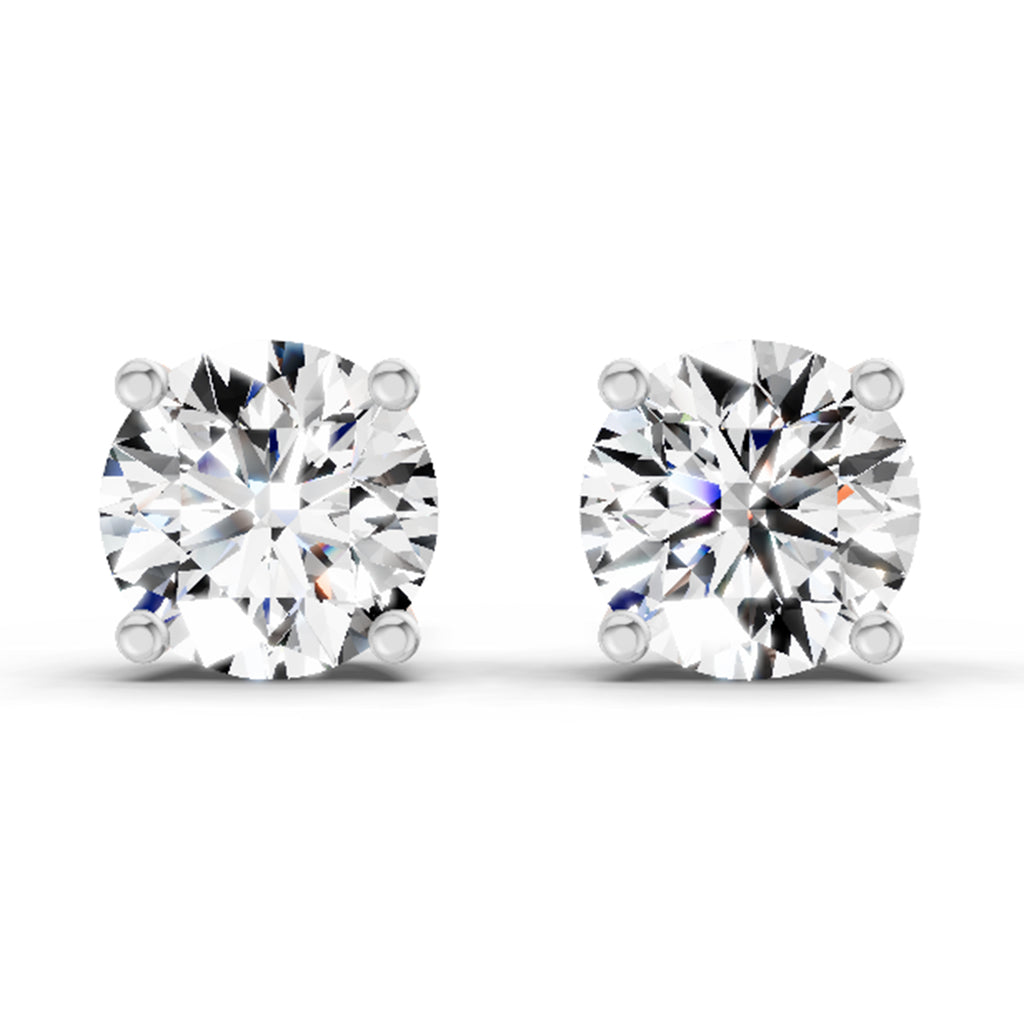 2.28 Carat 4 Prong Solitaire Diamond Stud Earrings 14K - Rose Gold