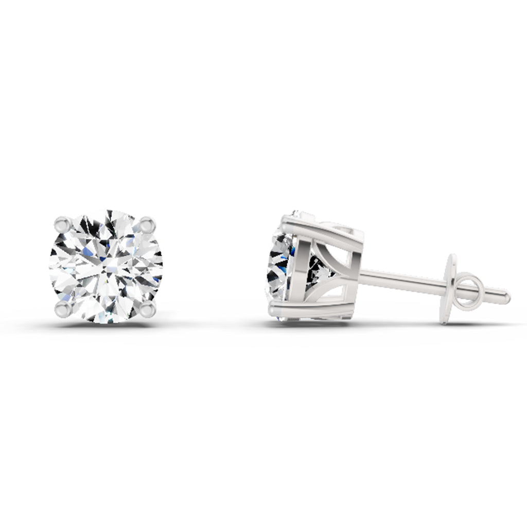2.28 Carat 4 Prong Solitaire Diamond Stud Earrings 14K - White Gold