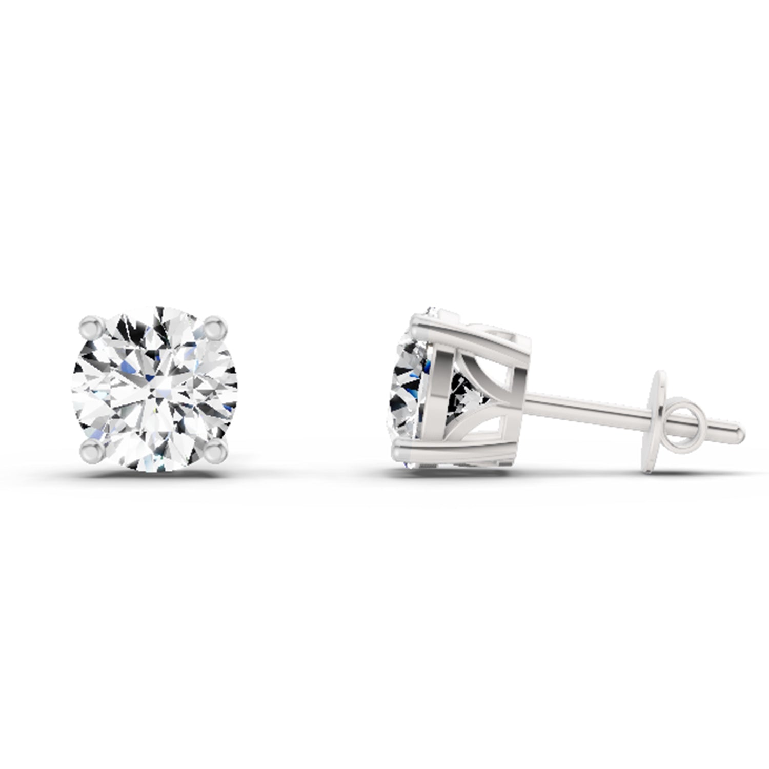2.28 Carat 4 Prong Solitaire Diamond Stud Earrings 14K - White Gold